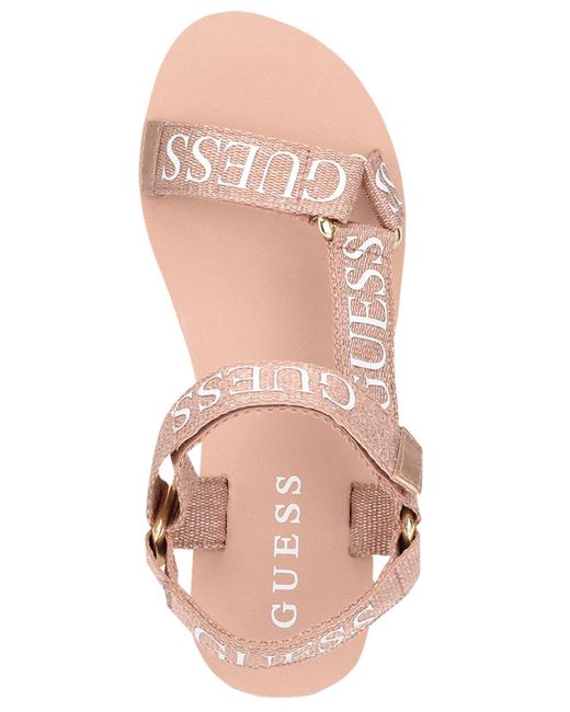 Guess Avin Strappy Platform Sandals in Pink - Lyst