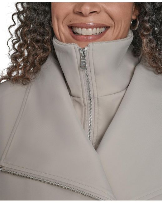 Calvin Klein Gray Plus Size Belted Long-sleeve Wrap Coat