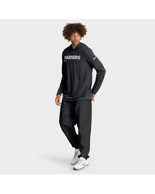 Nike Black Las Vegas Raiders Big Tall Sideline Performance Long Sleeve Hoodie T-shirt for men