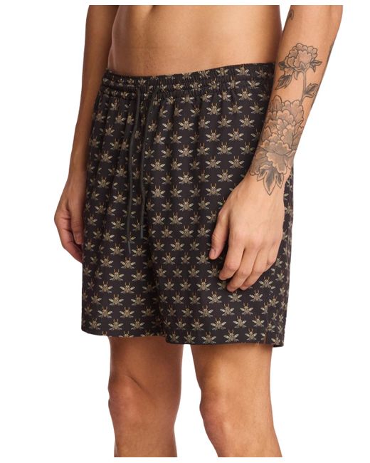 Paisley & Gray Black Gilligan Printed Drawstring 6" Swim Trunks for men