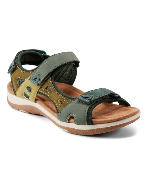 Earth Green Skylar Round Toe Flat Sandals
