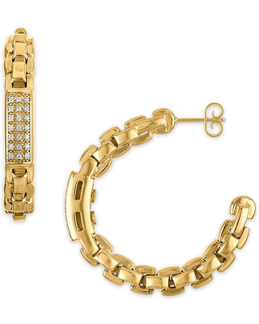 Macy's Metallic Diamond Bar Box Chain J-hoop Earrings (1/4 Ct. T.w.