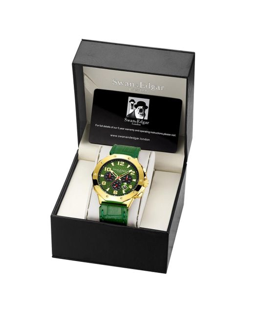 Swan And Edgar Green Se1492 Swan & Edgar Hand Assembled Defence Timer Automatic