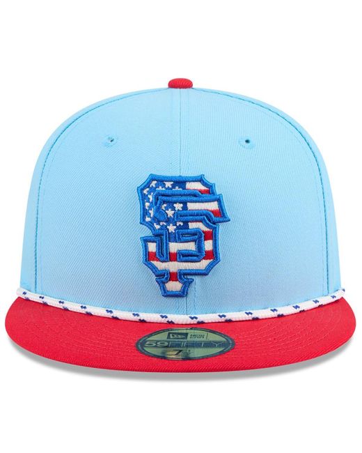 KTZ Light Blue/red San Francisco Giants 2025 Fourth Of July 59fifty Fitted Hat for men
