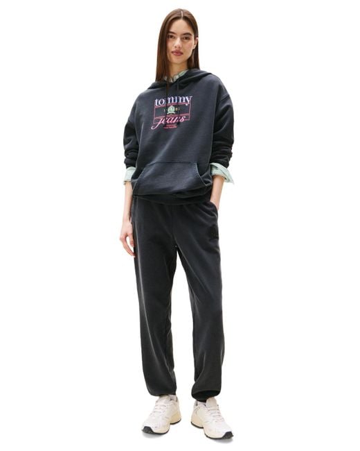 Tommy Hilfiger Black High-rise Cotton Crest Sweatpants