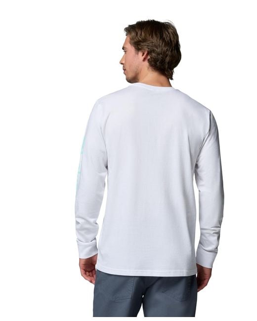 Columbia White Fundamental Graphic Long-sleeve T-shirt for men