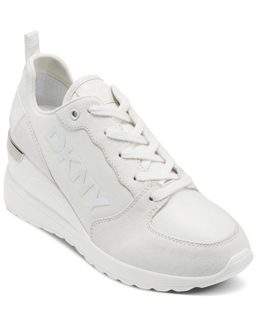 DKNY White Cait Wedge Sneaker