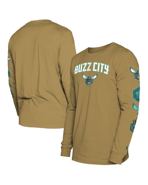 Charlotte Hornets 2023/24 City Edition Men's Jordan NBA Max90 Long-Sleeve  T-Shirt.