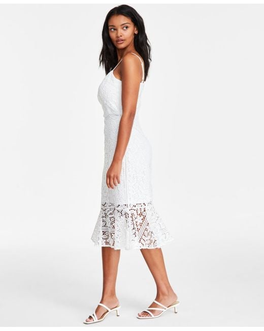 Siena Jewelry White Floral-lace V-neck Sleeveless Dress