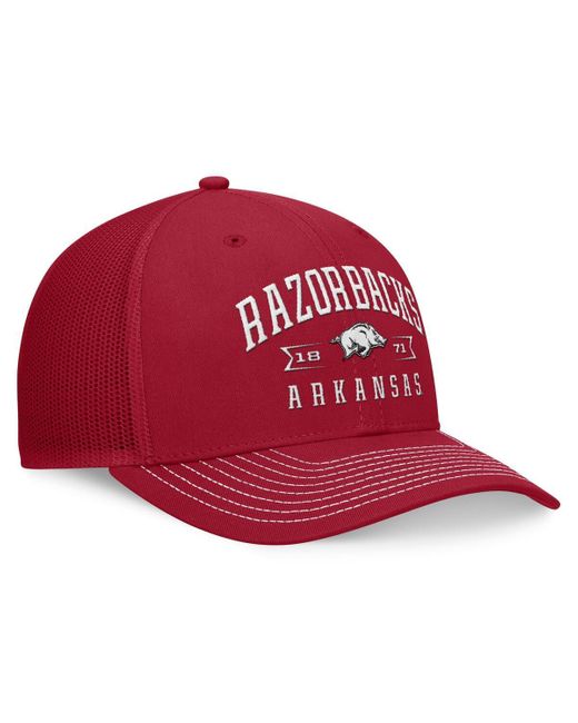 Top Of The World Red Cardinal Arkansas Razorbacks Carson Trucker Adjustable Hat for men
