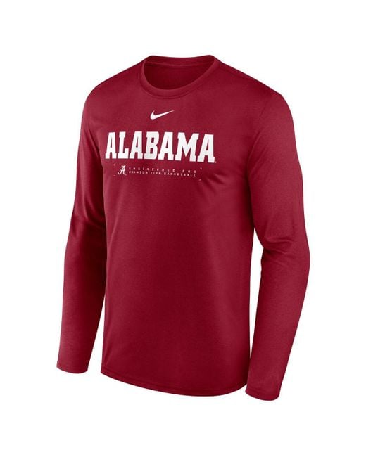 Nike Red Alabama Tide 2025 Courtside Basketball Shootaround Legend Dri-fit Long Sleeve T-shirt for men
