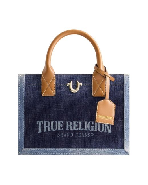 True Religion Blue Modern Edge Denim Tote