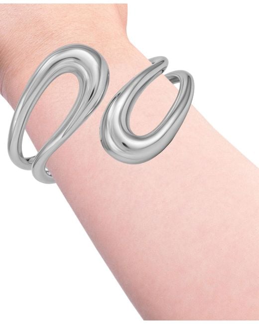 Guess White Tone Hinge Bangle Bracelet