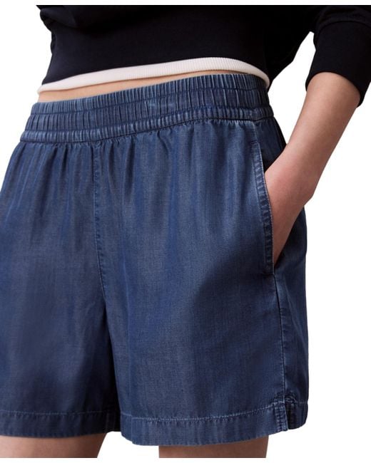 Calvin Klein Blue Chambray Pull-on Shorts