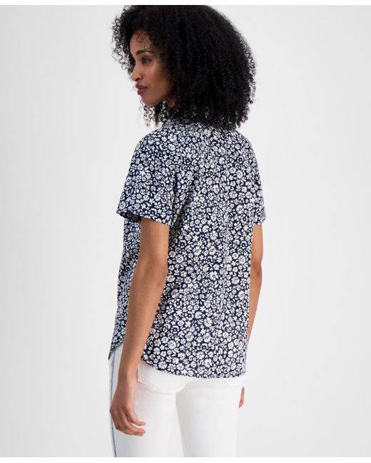 Tommy Hilfiger Blue Ditsy-print Cotton Camp Shirt