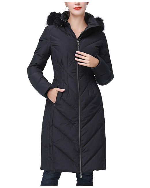 Kimi + Kai Ino Water-resistant Shell Hooded Long Down Coat in Black | Lyst