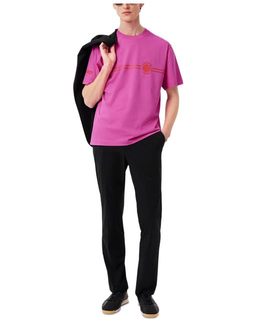 Lacoste Pink Heritage Short Sleeve Graphic Tennis T-shirt for men