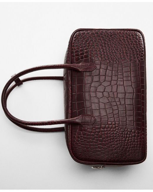 Mango Brown Rectangular Leather Handbag