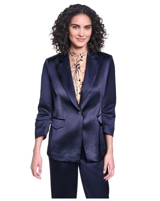 Karl Lagerfeld Blue Collared One-button Jacket