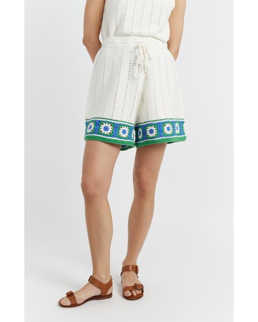 Chinti & Parker Blue Hand Crochet Shorts