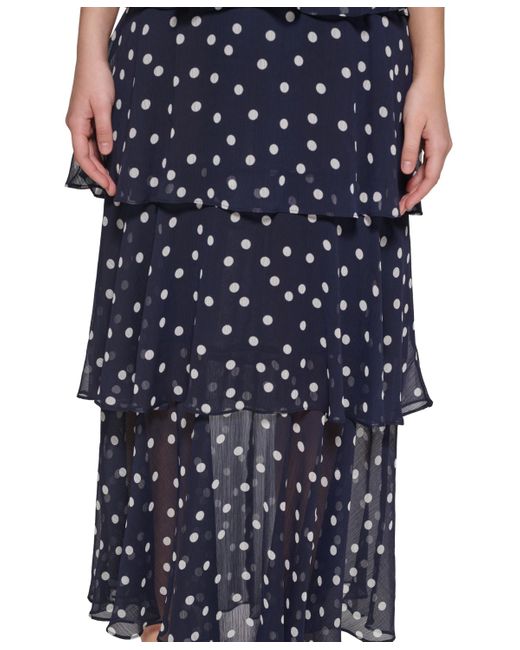 Tommy Hilfiger Blue Dot-print Tiered Maxi Dress