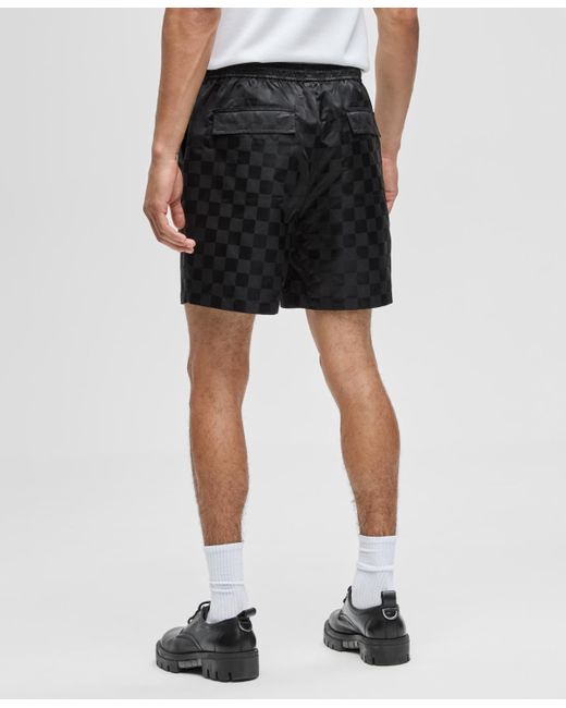 Mode Of One Black Check Jacquard Regular-fit 6-1/2" Track Shorts for men