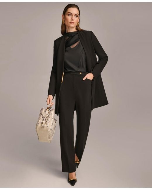 Donna Karan Black Collarless Hardware Blazer
