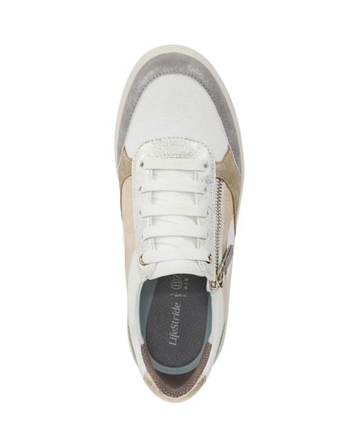 LifeStride White Teamplayer Washable Round Toe Slip On Sneakers