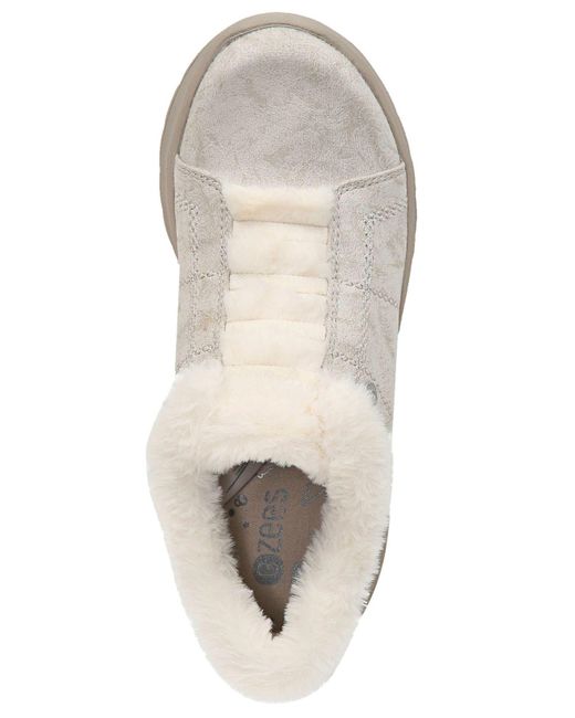 bzees golden fur trim washable slip on sneakers