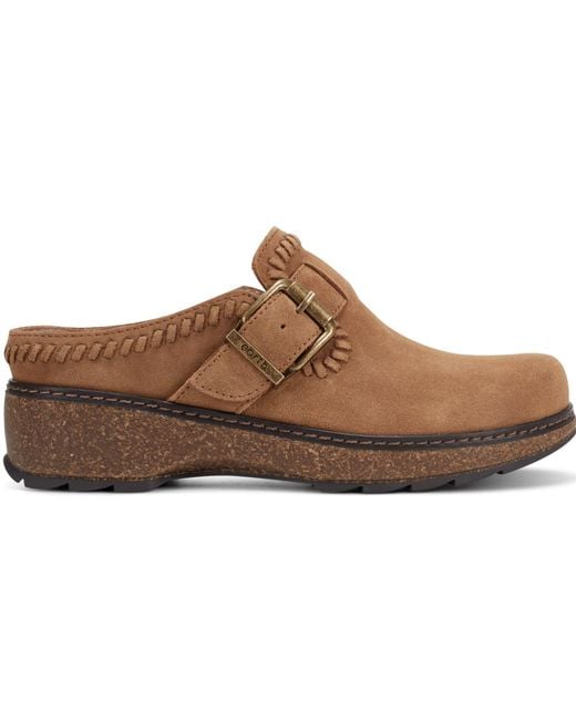 Earth Brown Kay Stitched Round Toe Clogs