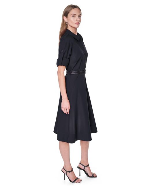 DKNY Blue Petite Roll-tab Button-down Dress