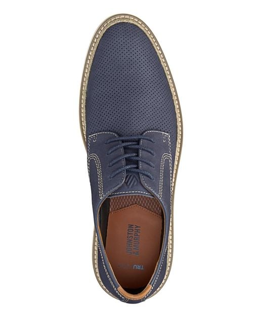 Johnston & Murphy Blue Upton Perfed Plain Toe Shoe for men