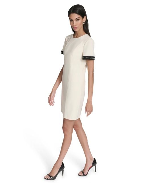 Halston Heritage White Crewneck Mini Dress