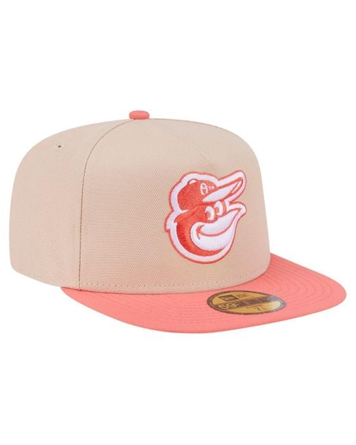 KTZ Pink Light Beige/coral Baltimore Orioles Two-tone Color Pack A-frame 59fifty Fitted Hat for men
