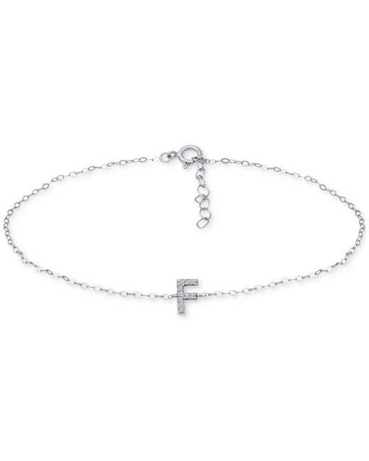 Giani Bernini White Cubic Zirconia Initial Ankle Bracelet In Sterling Silver, Created For Macys
