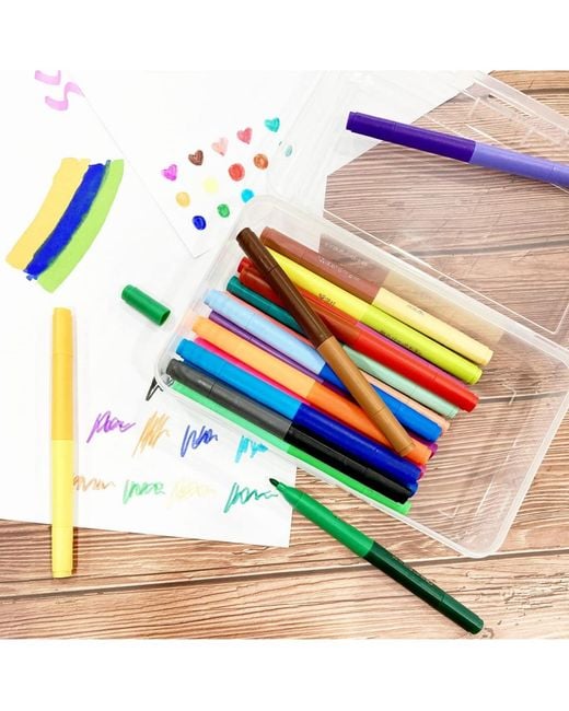 Gnuadz White Clear Pencil Case Plastic Stackable Box School Classroom Supply