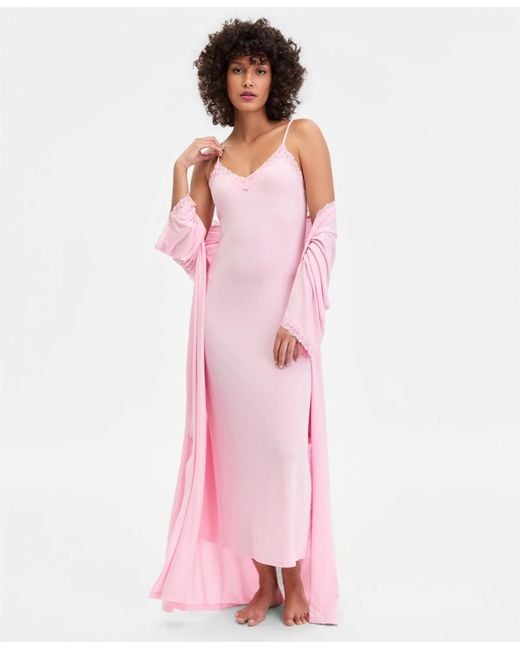 INC International Concepts Women's Pink Lace-trim Knit Nightgown -  www.disolcolor.com