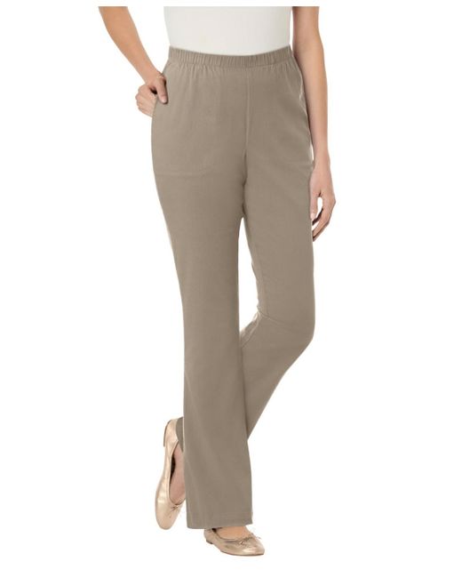 Woman Within Gray Within Fineline Stretch Denim Pull-on Bootcut Jeans