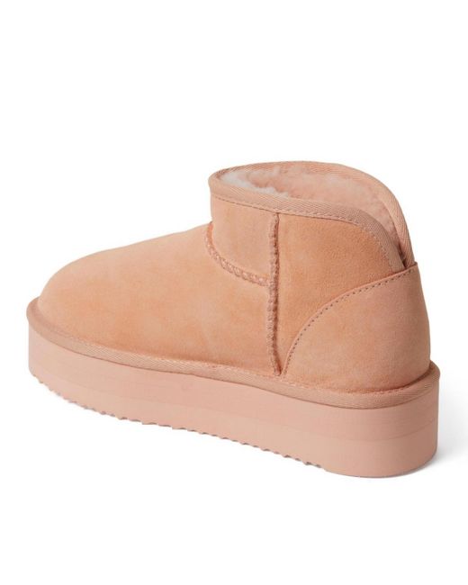 Dearfoams Pink Fireside By Kingston Genuine Shearling Platform Bootie