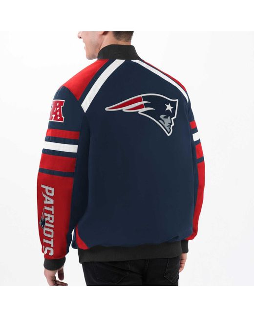 G-III 4Her by Carl Banks Blue New England Patriots Power Forward Racing Full-snap Jacket for men