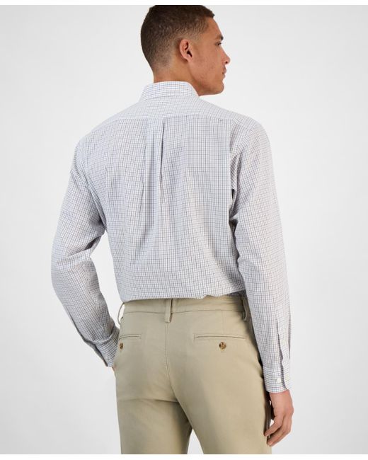 Club Room Long Sleeve Button-front Micro Check Dress Shirt in Gray for Men  | Lyst