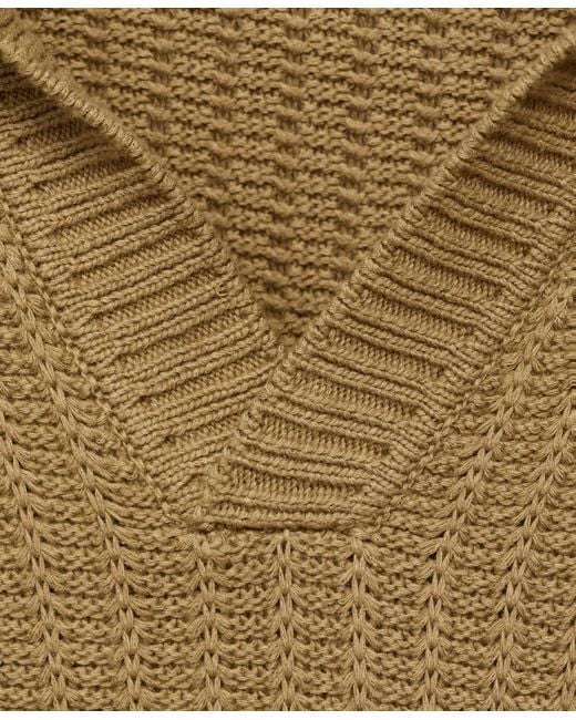Mango Natural Knitted Structured Polo Sweater for men