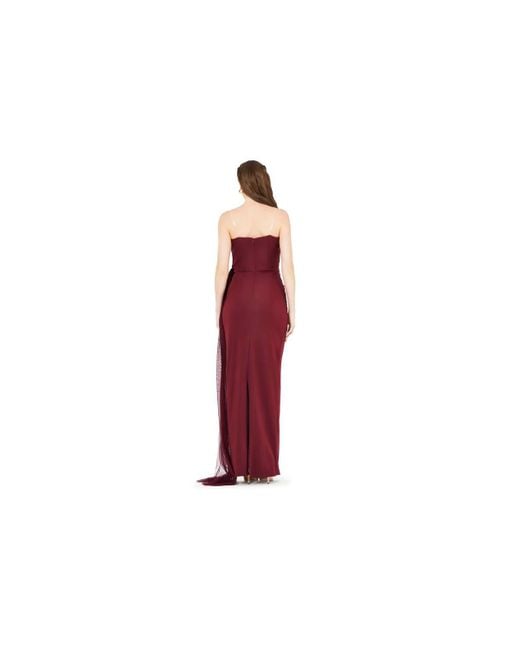 Amiri Red Sweetheart Ruched Tulle Column Gown In Crepe