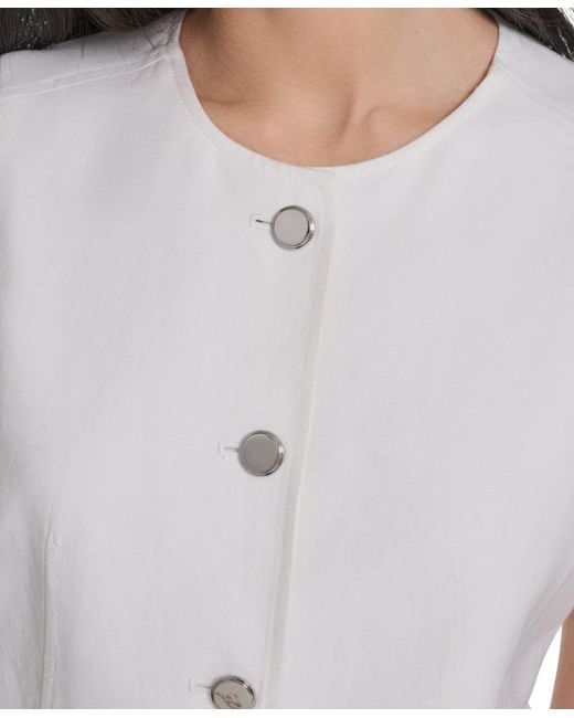 Calvin Klein White Button-front Vest Jacket