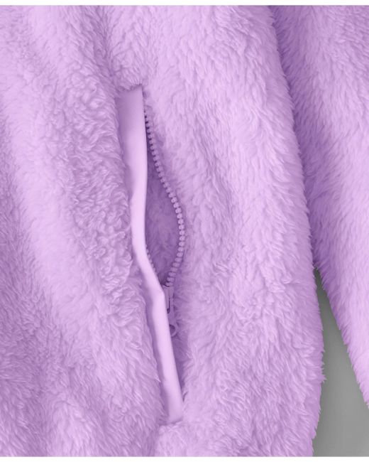 Lands' End Purple Plus Size Half Zip Cozy High Pile Fleece Pullover