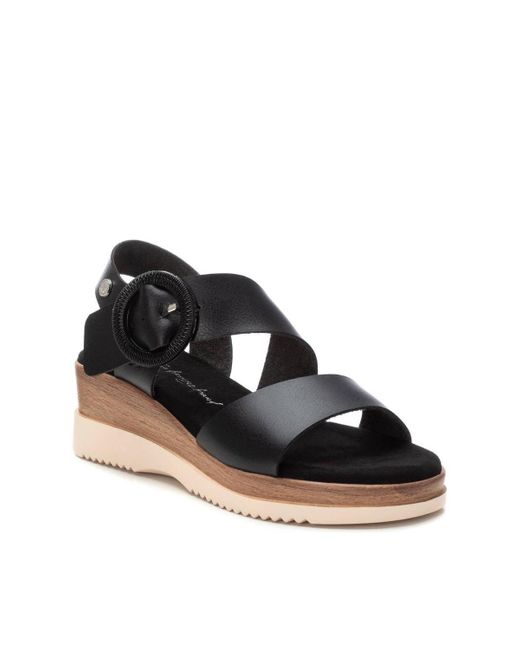 Xti Black Wedge Sandals By
