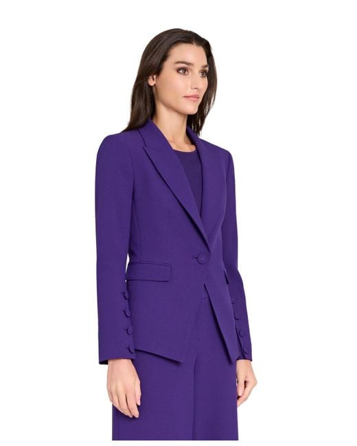 Tahari Purple Peak Lapel One-button Jacket