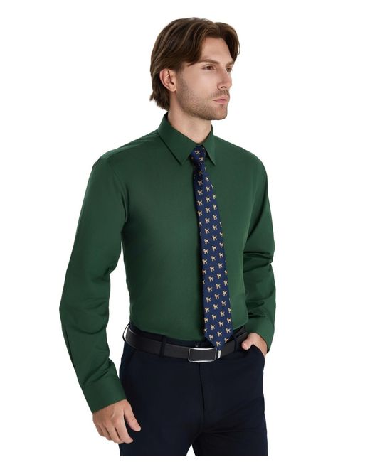 Club Room Men's Green Regular Fit Solid Dress Shirt - radharamanexports.com