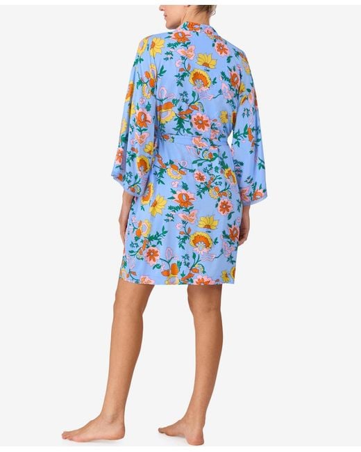 Sanctuary Blue Wrap Around Long-sleeve Short Robe