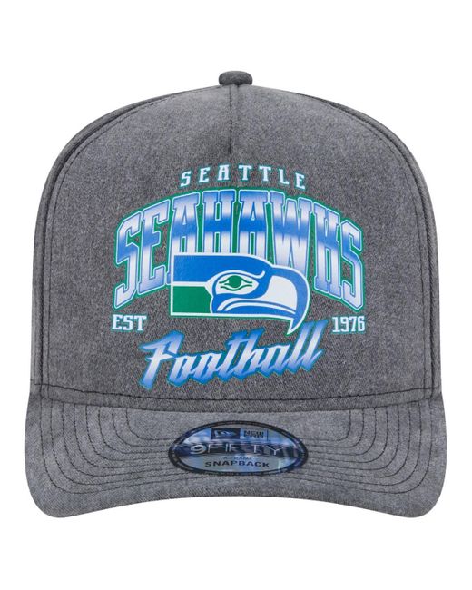 KTZ Blue Seattle Seahawks Throwback Washed A-frame 9fifty Snapback Hat for men